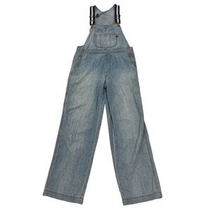 Vtg Y2K Ralph Lauren Polo Jeans Denim Overalls All Cotton Striped Straps Small